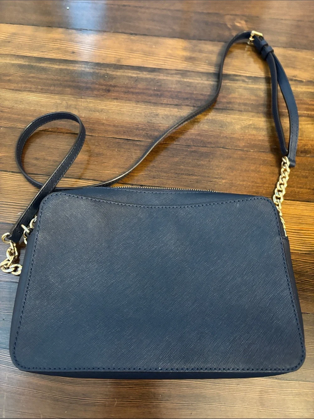 Michael Kors Navy Crossbody with Gold Chain Strap